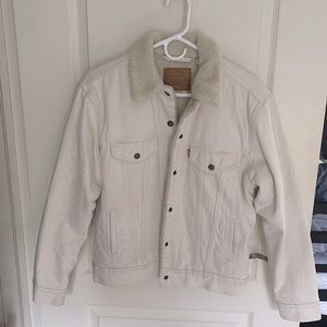 Levi’s cream/white denim trucker jacket